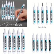 Resim 5-6 adet Beyaz Su Geçirmez Jel Rulo Topu Kalemler, 0.7mm 1mm 2.5mm, Orta Nokta, Alkol Bazlı Mürekkep, Defter İçin, Plastik Yüzey, Boyama, İşaretleme, Yazma 