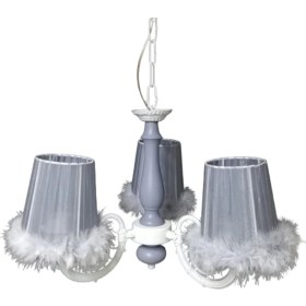 Resim 3 Lü Gri Tüylü Yatak Odası Çocuk Odası Avize Gri Ahşap Gövdeli 