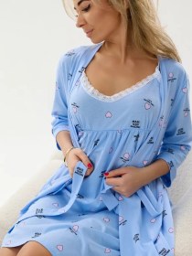 Resim A Mamocka 3/4 Kollu Ve Dantelli Gecelikli Ev Bornozu 144425468 Yeşil 