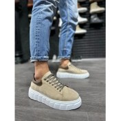 Resim Shoecide Bağcıklı Süet Ortopedik Yüksek Taban Vizon Süet Erkek Günlük Sneaker Ayakkabı 
