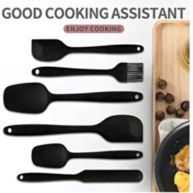 Resim 6lı Takım Yanmaz Yapışmaz Mutfak Pasta Slikon Yumurta Fırçası Kaşık Bıçak Spatula Seti Koza Gift 