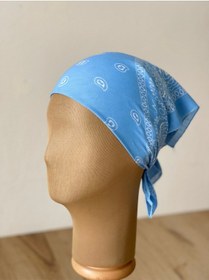 Resim Pamuklu Klasik Desen Unisex Bandana Renkli Bandana Etnik Desenli A Kalite Bandana Mavi 