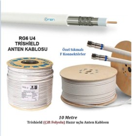 Resim Ören Rg6U4 Trishield Çift Folyo 10 Metre Hazır Anten Kablosu 