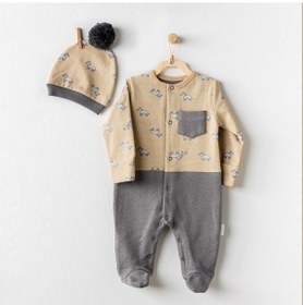 Resim Andywawa Little Zebra Bebek Tulum Takımı AC24159 Bej - Gri 