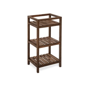 Resim Utyawood Ahşap 3 Katlı Dekoratif Banyo Etajer Dolap 