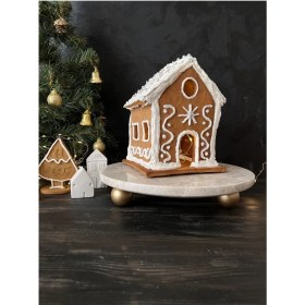 Resim Tekno Trust 1 Parça Doğal Gold Ayaklı Mermer Pasta Kek Standı, Yılbaşı Hediyesi, Yılbaşı Dekoru, Yeniyıl Hediye 