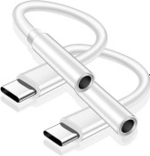 Resim leizhan 2 Adet USB C - 3,5 mm Jak Adaptörü, Samsung Galaxy S8/S8+/S9/S10 Google Pixel 2/2XL, Huawei P10/P20,MacBook Pro/Air 2019/2018 için USB C - 3,5 mm Kulaklık Jakı Adaptörü (Beyaz) 