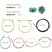 Resim 6 Boyutlu Esnek Kablo, Dikiş Tutucuları, Bağlayıcı Kapakları, Boncuklar ile Çok Renkli Dairesel Örgü İğnesi Seti - DIY El Sanatları Örgü & Kroşe Aksesuarları Kiti (1 Paket) 