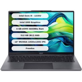 Resim ACER Aspire Lite AL16-51P-580H Intel Core i5 1235U 8GB 512GB SSD Freedos 16" FHD NX.KWZEY.001 