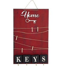 Resim Dekoratif Home Keys Ahşap Resimlik Ve Notluk Kırmızı 
