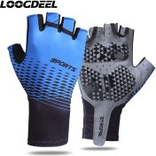 Resim Liangduo Shop Mavi Stil Xl Boyutu Loogdeel Profesyonel Bisiklet Yarım Parmak Eldiven Palmiye Kaymaz Silikon Şok Emici Açık Spor Balıkçılık Koşu Eldivenleri (Yurt Dışından) 