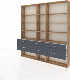 Resim Arges Dolap 12 Raflı 6 Çekmeceli 220x30x243 Çam-çam/antrasit Atlas Çam/antrasıt 