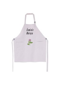 Resim Mutfak Önlüğü Kişiye Ve İsme Özel Nakışlı Mutfak Önlüğü Gül01 Farklı Renkler Gri 