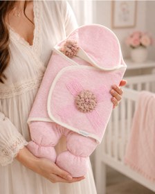 Resim Tomuycuk Kız Bebek Ayaklı Kundak %100 Pamuklu Yenidoğan Uyku Kundağı Pembe 