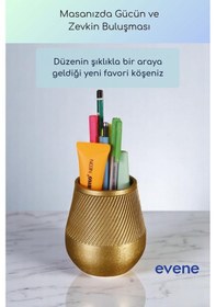 Resim Kalemlik Masa Kalemliği Organizer Kalemlik Altın Renk Model 89 Çok Renkli 