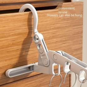 Resim 1 Adet Katlanabilir 5-Delikli Ergonomik Kancalı Askı - Seyahat, Oteller ve İç Mekan Kullanımı için Taşınabilir Yerden Tasarruflu Dayanıklı Plastik Askı, Çoklu Kanca Tasarımı, Çok Yönlü Asma Seçenekleri, Otel Gereçleri, Kompakt Tasarım, Sağlam Yapı, Ev Düzenleyiciler, Kurutma Rafları 