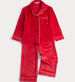 Resim Yumuşak Kadife Çocuk Pijama Takımı (1-16 Yaş) - Kırmızı / 4-5 Y 