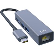 Resim DM CHB013 Type-C to RJ45 Gigabit Ethernet ve USB 3.0 Çoklayıcı Dönüştürücü Uzay Gri 