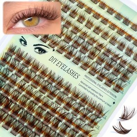 Resim DIY Kirpik Uzatma Seti, 240 parçalı Kahverengi Sahte Kirpikler, Cosplay ve Kedi Gözü Stilleri, Yumuşak Küme Kirpikler ile D Curl, Karma Uzunluklar 6-18mm, Renkli, Başlangıç için Kolay, Yeniden Kullanılabilir - Göz Görüntünüzü Hacimli ve Dramatik Etkilerle Geliştirin 
