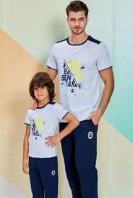 Resim Fenerbahçe Açık Gri Lisanslı Unisex Çocuk Pijama Takımı Açık Gri 7378 