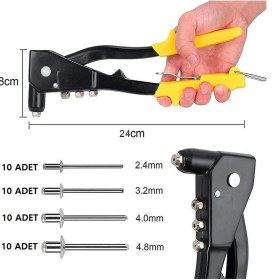 Resim Profesyonel Perçin Tabancası Ergonomik Tasarım 8,5 cm Genişlik 24 cm Boyut Dayanıklı Malzeme 
