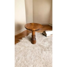 Resim Wood Wooden Ahşap Tekli Mantar Yan Sehpa Modern Açık Ceviz Renk Fiskos 