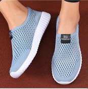 Resim Kadın Slip On Spor Ayakkabı Nefes Yaz Tembel Rahat Yürüyüş Hafif Örgü Ayakkabı Gri 40 Gri 