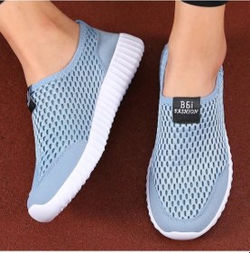 Resim Kadın Slip On Spor Ayakkabı Nefes Yaz Tembel Rahat Yürüyüş Hafif Örgü Ayakkabı Gri 40 Gri 