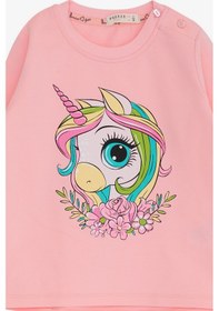 Resim Breeze Kız Çocuk Uzun Kollu Tişört Unicorn Baskılı 1.5-5 Yaş, Pembe 