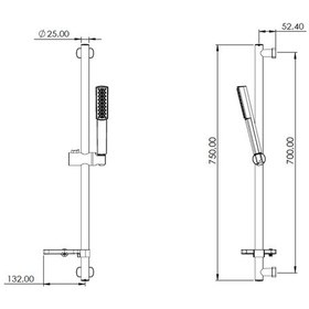Resim Ganj Sürgülü Duş Seti Stick-siyah Siyah 
