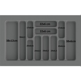 Resim 79x49 Cm Çekmece Içi Kaşıklık Gri 69,5/40 Cm Kadar Kesilebilir Kesim Yapılır Gri 