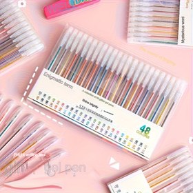 Resim 48 Renkli Simli Jel Kalem Seti - DIY Günlük Yazımı, Sanat Çizimi, Okul Not Alımı için Parıltılı Floresan Markerlar, İnce Uçlu Nokta İşaretleyici Mürekkep Kalemler (Hızlı Kuruyan & Su Geçirmez) 