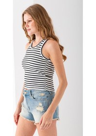 Resim Giysa Kadın Bisiklet Yaka Çizgili Basic Body Siyah - 25510 Siyah 
