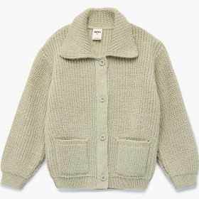 Resim Kız Bebek Düğmeli Cepli Uzun Kollu Polo Yaka Triko Hırka 