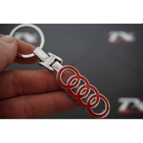 Resim Audi Halka Logo Krom Metal Çift Yön Anahtarlık 