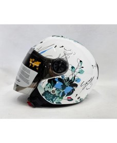 Resim Sway 715 Yarım Kask Iris Mavi Beyaz Renk Aynalı Renkli Vizör 