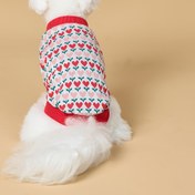 Resim 1 Adet Küçük ve Orta Boy Köpek Kazak - Kalp Desenli, Siyah Yaka & Beyaz Patikalı Sonbahar Ceketi, Çivitler için Rahat Giysi: Chihuahuas, Pomeranianlar, Shih Tzu'lara Uygun Noel Ve Yeni Yıl Kıyafetleri, Şık V-Yaka Dizaynı ile Kar tanesi desenleri Kolay Geçiş İçin Butonlu Kapama, Sıcacık İt Ürünü İdeal Eğimli ırklar İçin, İki Mevsimlik Stil Dolu ürün 