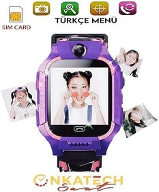 Resim Onkatech Sim Kartlı Konum Takibi Ve Ortam Dinleme Özellikli Akıllı Çocuk Saati (Mor) 