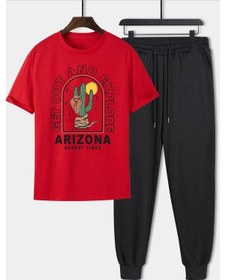 Resim Arizona Baskılı 2'li Eşofman Takımı Kırmızı 