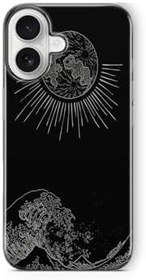 Resim Multitronic iPhone 16 Uyumlu Çizgisel Sanat Tasarım Baskılı Şeffaf Kılıf 