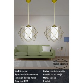 Resim Trend Beyaz Mika Camlı 2 Adet Salon, Mutfak, Banyo Yatak Odası Eskitme Sarkıt Avize Aydınlatma 