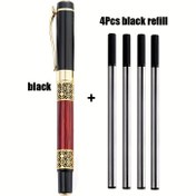 Resim Ergonomik Metal Tükenmez Kalem Seti 4 Yedek Uçlu - Çin Stili Otel İmza Kalemi İş ve Okul Malzemeleri için, Orta Uçlu, Fantezi Temalı, Uzun Gövde, Tıklamalı Kapak 