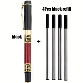 Resim Ergonomik Metal Tükenmez Kalem Seti 4 Yedek Uçlu - Çin Stili Otel İmza Kalemi İş ve Okul Malzemeleri için, Orta Uçlu, Fantezi Temalı, Uzun Gövde, Tıklamalı Kapak 