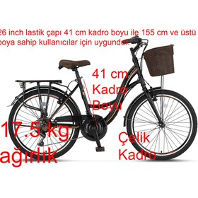 Resim Genel Markalar 2610 ALANYA SEPETLİ KADIN ŞEHİR BİSİKLETİ V 26 JANT 21 VİTES SİYAH KAHVERENGİ 
