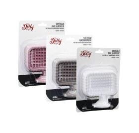 Resim Vantuzlu Katı Sabunluk Dikdörtgen - Izgaralı Kahverengi 