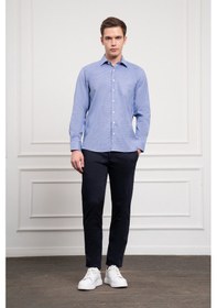 Resim Erkek Lacivert Pamuk Trend Regular Fit Sert Yaka Gömlek 25mc004037200 Lacivert Lacivert 