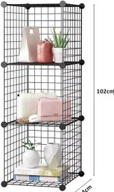 Resim DECORELAX Tel Küp Çok Amaçlı Organizer Raf Beyaz 33cm Mutfak, Oyuncak, Kiler, Depolama Rafı (Siyah, 3'lü) 