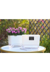 Resim Otomatik Sulamalı Dikdörtgen Akıllı Saksı 25 X 12.5 X 14 Cm 