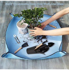 Resim Çiçek saksı toprağı toprak aktarımı için su geçirmez ped 50x50cm 