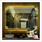 Resim Dnr-Mirror80x100 Cm Günışığı Ledli Tasarım Kumlamalı Dokunmatik Tuşlu Banyo Aynası Makyaj Aynası Işıklı Ayna 